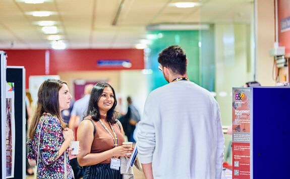 Group of event attendees networking